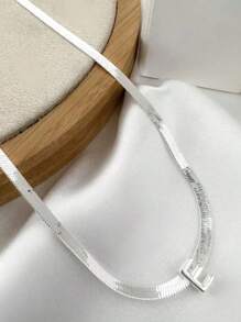 Laminated Ribbon Necklace With Initials, 18k Gold Plated And 925 Silver - Bạc - Xem 7