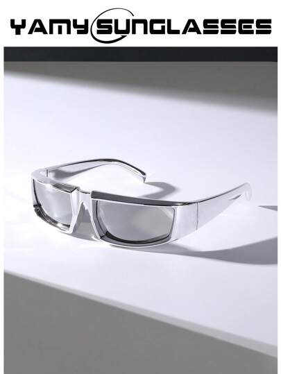 1pc Summer New Style Personalized Silver Color Biker Punk Hip Hop European And American Fashion Glasses
