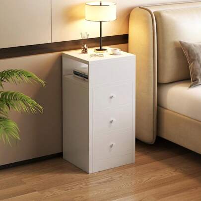 Mesita de Noche de Madera con 3 Cajones para Sala y RecáMara, ctg009502, Minimalista Mesa Auxiliar de Fácil Montaje, Tallas de L30xW30xH66(cm)
