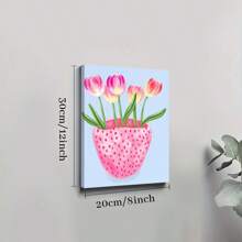 1pc Framed Canvas Poster Tulips Vase Simple Wall Art Canvas Paintings Ideal Gift For Bedroom Living Room Corridor Wall Art Wall Decor Room Decoration Ready To Hang