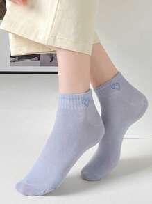 5 Pairs Women's Minimalist Colorful Double Rib Cuff Ankle Socks, Versatile For Spring/Summer - Multicolor - View 5