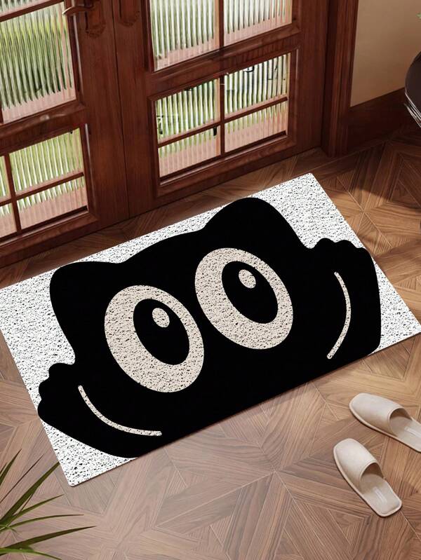 1 pieza Felpudo de bienvenida con diseño de gato negro lindo, felpudo de entrada de PVC, felpudo de entrada resistente y antideslizante, duradero, recortable, adecuado para felpudos de interior, cocina, baño, comedor, patio, entrada exterior, terraza, áreas de alto tráfico, adecuado para todas las estaciones, de vuelta al colegio