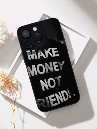 Funda de silicona líquida para teléfono móvil con patrón "Ganar dinero, no amigos" - Protección de Body completo, a prueba de golpes y caídas, de TPU suave y de goma