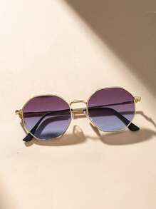 1pc/2pcs Full Metal Frame Fashion Fashion Glasses, Stylish European And American Retro Large Frame Glasses, Unisex - Multicolor - View 4