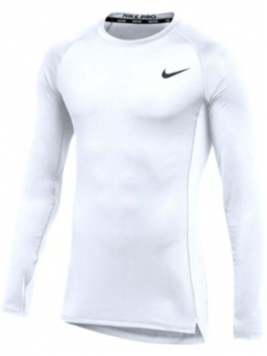 Nike Men's Pro Training Top Long Sleeve Shirt - White - View 1