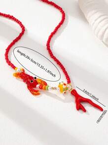 1 件手工制作的海洋生物珊瑚壳龙虾小龙虾海星项链，波西米亚风女士海滩珠宝（颜色和形状随机） - 彩色 - 查看 9