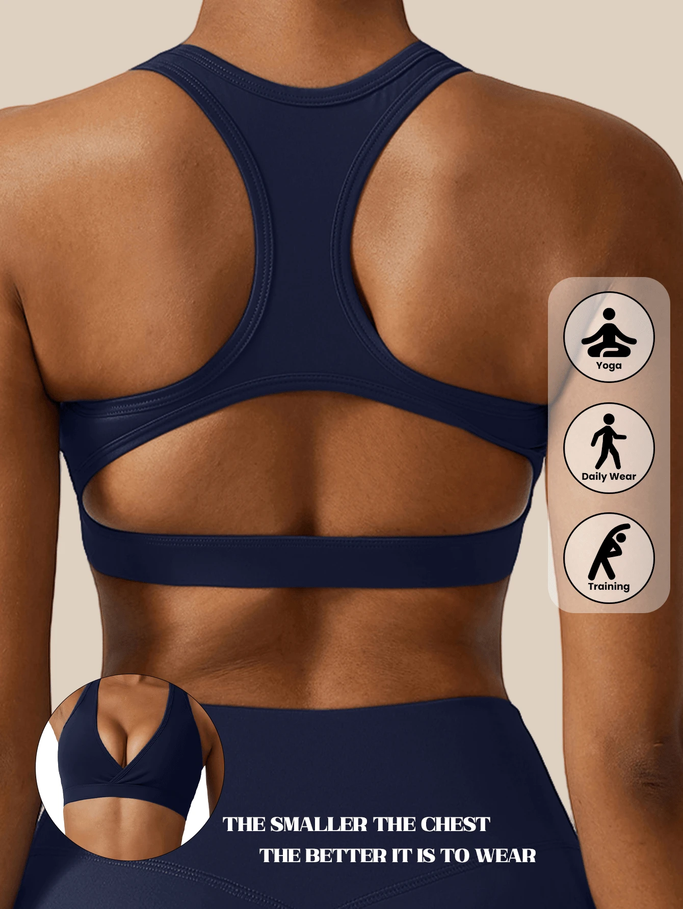 Women Nude Feeling Racerback Yoga Sports Bra, Tight-Fit Quick-Drying Running Fitness Vest - Royal Blue - View 1