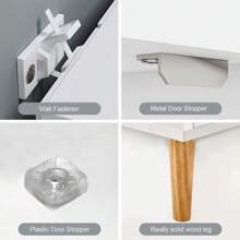 Panana Modern 2 Door Wardrobe Clothes Closet With Wood Leg Wooden Clothes Cabinet Furniture Unit With Hanging Rail Storage Drawer Bedroom White - 1 - View 7