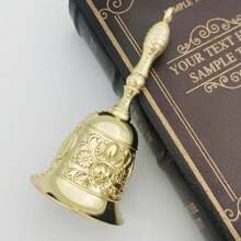 1 Pc Clear Sound Hand Bell Bronze Metal Retro Golden Dinner Bell Hand Held Bell Antique Handbell Wedding Bell - Multicolor - View 14