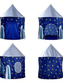 Casita De Campaña Estilo Castillo Cohete, Se completa con postes resistentes para un montaje rápido y fácil  La puerta principal se puede dejar abierta o cerrada  Hecho de tela de gran calidad, durable, seguro y no tóxico  Fomenta el descubrimiento y el aprendizaje  Ideal para el hogar, patio, parque, etc.   Ligera y portátil con una bolsa para transportar, fácil de guardar cuando no se utiliza   Medidas  Requiere ensamblaje de un Adulto  El regalo Ideal para tu pequeño!!! - Multicolor - Ver 3