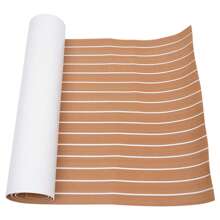 YUNRUX EVA Foam Boat Flooring Matt Teak Self-Adhesive Pad Brown With White Stripes