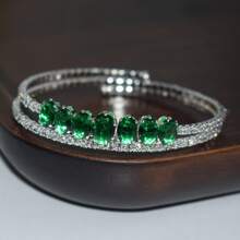 1 pieza Pulsera con cristal de doble capa de moda para mujer