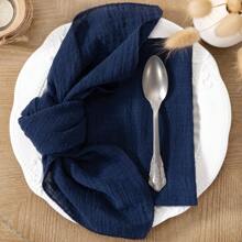 12pcs/Set Lockstitch Plain Color Reusable & Washable Cloth Napkin, 42*42cm/16.5*16.5inch, Suitable For Weddings, Outdoor Events, Parties, Cafes, Western Restaurants, Hotels, Food Photography, And Daily Use - Navy Blue - View 4