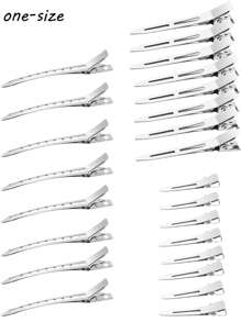 12个金属鳄鱼夹，女士分区夹，银色长发夹，卷发棒专用鳄鱼夹，适合浓密头发，可用于卷发棒，沙龙级使用，DIY蝴蝶结爪夹，发夹，发饰 - 彩色 - 查看 17