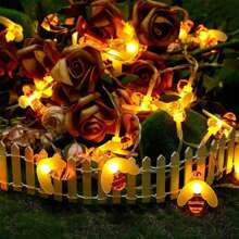 1pack 10/20/30/40 LED Little Bee String Lights Fairy Atmosphere Indoor Wall Decorative Lamp Battery Powered Suitable For Home Garden Living Room Bedroom Wedding Birthday Holiday Party Tree Decoration(Warm White)