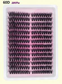 14 Rows Segmented Eyelash Cluster, 252/280 Lashes, CC/D/DD Curl, Natural Divided Pairs, Fluffy Soft DIY Lash Extension For Home Use Lash Clusters, Eyelash Clusters, Individual Eyelashes, Lashes, Fake Lashes - Black - View 5