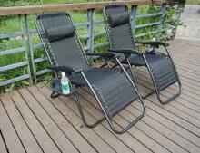 Gr8 Garden 2 X Zero Gravity Reclining Garden Chair Sun Beach Lounger Recliner Outdoor Black - Black - View 6