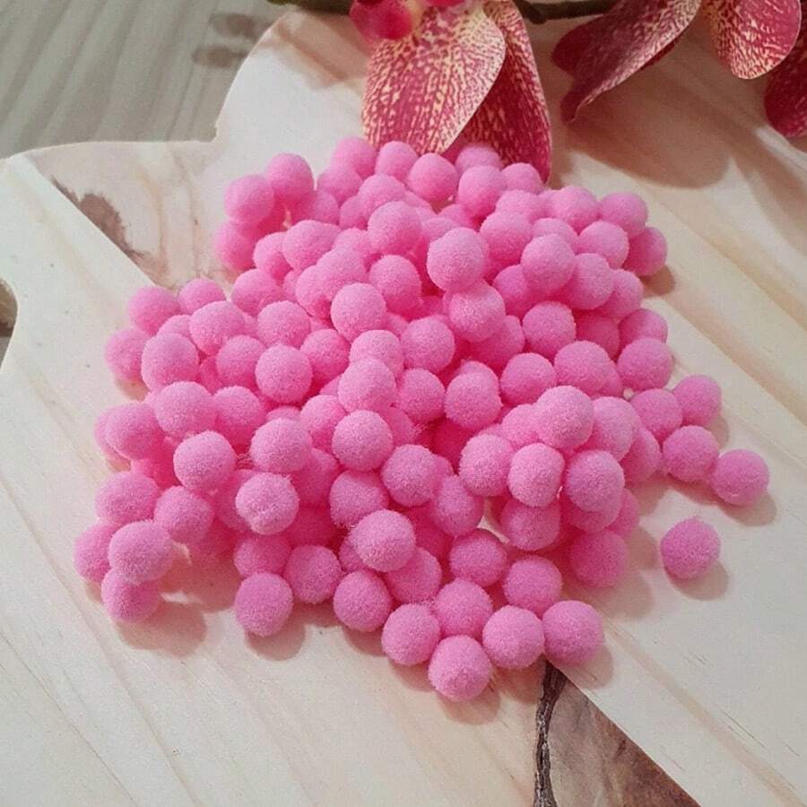 Multicolored Pompom Ball 14 Mm Pack Of 100 Balls - IMT - For Crafts - ROSA CLARO - Ver 1