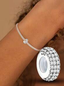 1PC 925 Sterling Silver Rhinestone Beads Pendant Charm Pendant Ball Suitable For Bracelets DIY Women's Jewelry