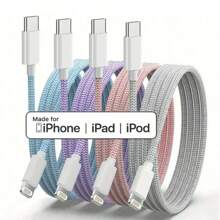 1 pieza/4 piezas Cable de datos trenzado de nailon de Tipo C a Lightning de 20W, 3.3ft/100cm, compatible con iPhone 14 13 12 11 Pro Max XR XS X 8 7 6 Plus SE/iPad, cable de carga rápida de alta velocidad