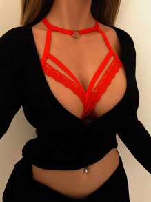 Lencería sexy, lencería sexy de encaje y banda elástica, lencería sexy de encaje y banda elástica de moda estilo fiesta de role-playing para Navidad