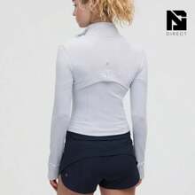 Lululemon Define Cropped Jacket Nulu-For Yoga Gym Running-Sweat-Wicking-Yoga-All Seasons Sport-Spring/Summer-Autumn/Winter-Prefect Thanks Giving Day & Chrismas Gift - ColourStarch Blue/Mirror Silver - 查看 3