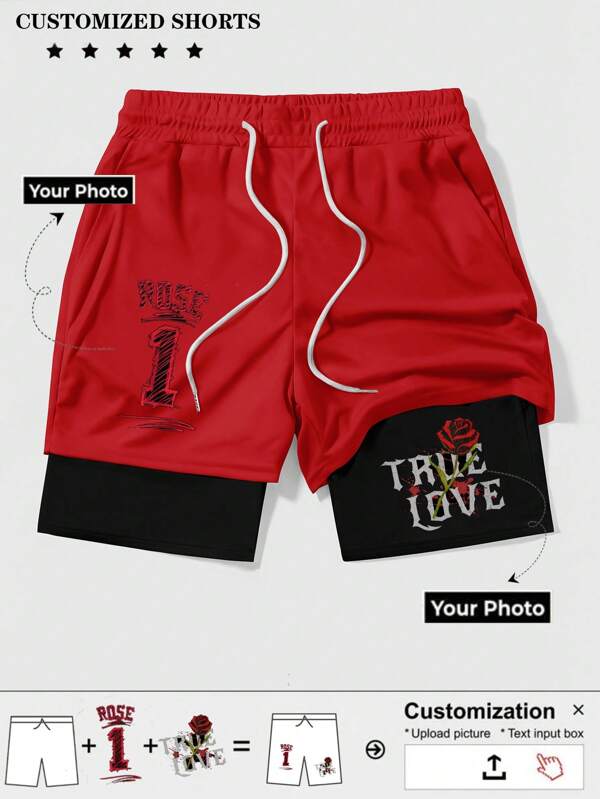 Op maat gemaakte dubbellaagse strandshorts voor heren