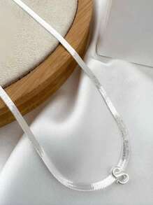 Laminated Ribbon Necklace With Initials, 18k Gold Plated And 925 Silver - Bạc - Xem 9