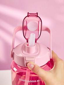 Botella de agua de 2000ml o 750ml, 1/2 piezas, a prueba de fugas, con flujo rápido de agua, para fitness, gimnasio, al aire libre, oficina, vuelta al colegio (rosa), con marcador y pajita, de gran capacidad, accesorio esencial para el viaje de verano a la playa