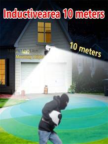 Acabamento em Metal Polido Semi Embutido Controlado por Controle Remoto Destacável, Lampada Solar Alimentada por Bateria de Lítio 800 mAh, Abajur de Polipropileno, Sensor de Movimento Sem Fio Holofotes para Área Externa 2000 Lumens 77 LEDs Holofote com Controle Remoto para Varanda, Jardim, Pátio, Entrada de Veículos