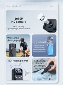 1080P Mini Body Camera 180° Rotatable Lens Body Mounted Camera Small Portable IR Night Vision Police Body Camera Camera Bike