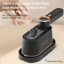 PANCERKA 1st 1050W handhållet plaggångstrykjärn - 2-i-1 strykning och ångning, stor sula, rynkborttagare för tyg, LED-skärm, 3 ångnivåer, resevänlig design (EU-kontakt) - EU E typkontakt (220-240V) - Visa 2