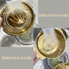 MiLaiWP 1pc Golden Stainless Steel Manual Juicer, Handheld Fruit Lemon Orange Squeezer Press, Compact Portable Design