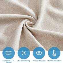 1 件亚麻无钉钩环窗帘，半透明隐私门帘，使用提供的钩环轻松安装和拆卸，推荐用于出租屋卧室窗帘 - 米色 - 查看 5