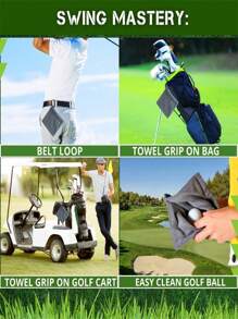 1 Golf Towel, Cleaning Cloth For Golf Clubs And Balls, Golf Course Cleaning Towel, Golf Towel, Hook Design For Easy Storage, Outdoor Hook Cleaning Cloth, Golf Supplies, Outdoor Sports Gifts, Father's Day Gifts.