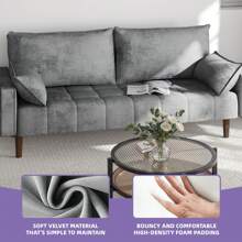 70 Inch Comfy Velvet Fabric Sofa Couch Modern Loveseat With Armrest Small Couch 2 Pillows 3 Seater With Side Storage Pocket For Living Room Bedroom Small Space