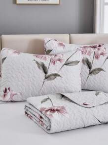 2/3 Pcs Iris Flower Pattern Bedding Set (Bed Quilt Cover*1, Pillow Case*1/2, Excluding Pillow Insert), Fashion Print Design, Stylish, Breathable & Comfortable, Soft Fabric, Suitable For Bedroom, Hotel, Guest Room, All Season - Light Grey - View 5