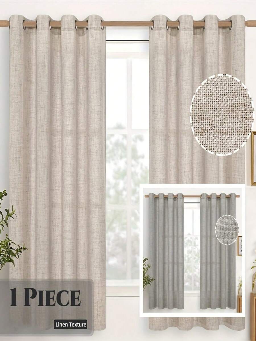 1 pieza Cortina translúcida de estilo japonés minimalista moderno de imitación de lino, que permite el paso de la luz y preserva la privacidad, con aislamiento térmico, adecuada para sala de estar y dormitorio como divisor de ambientes