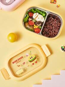 1 Stück individuell gestaltbare Französisch-Pommes & Burger Bento Box, tragbar für Outdoor, Reisen, Studenten, Büromitarbeiter, täglichen Gebrauch, Material aus Edelstahl, mehrere Optionen, Cartoon-Stil, trennbare Behälter 25,5*14,5*8cm/8,8*5,7*3,1 Zoll