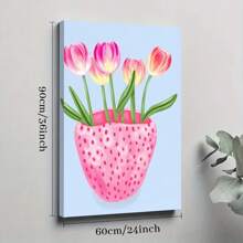 1pc Framed Canvas Poster Tulips Vase Simple Wall Art Canvas Paintings Ideal Gift For Bedroom Living Room Corridor Wall Art Wall Decor Room Decoration Ready To Hang