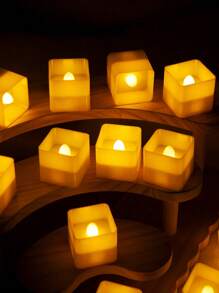 6/12 pièces Ensemble de Bougies Chauffe-Plat Jaune Chaude Haute Luminosité, Pile AG10 Intégrée, Peut Fonctionner En Continu Plus de 150 Heures, Convient Pour Halloween, Mariage, Prière, Cadeaux de Fête et Autres Occasions