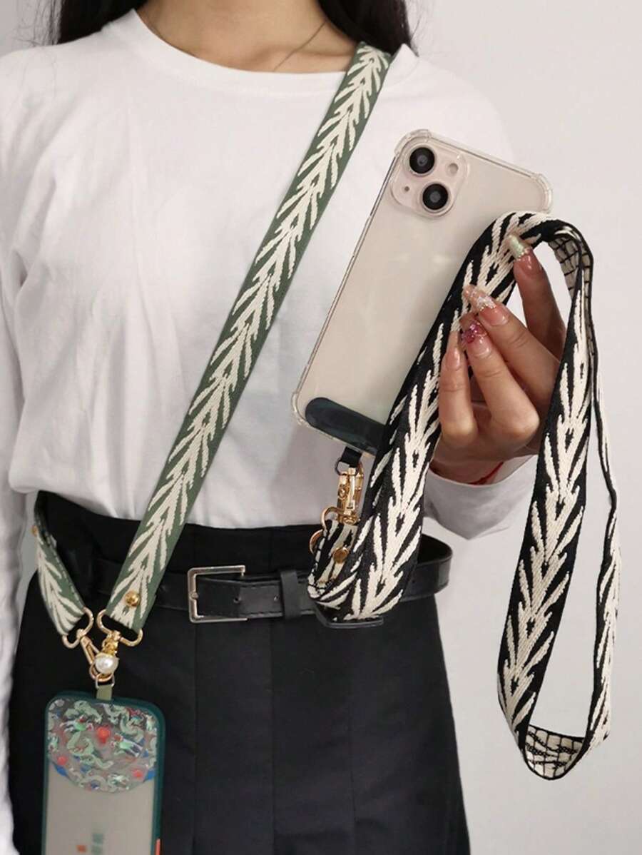 1pc Long Woven Rope Crossbody Strap With Pearl Pendant, Women Fashion Braided Phone Lanyard, Necklace Strap For Outdoor Travel Phone Protection Gifts For Mother, Family, Friends, Birthday, Holiday Phone Charm, Phone Chain