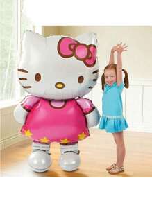 Sanrio 1 pezzo, 116cm Palloncino grande a forma di Kitty tridimensionale in lamina di alluminio per festa di compleanno, decorazioni per feste, forniture per feste a tema Hello Kitty