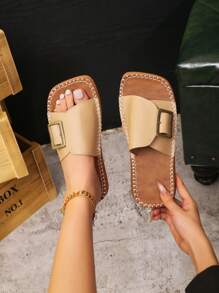 Durable Buckle - Strap Teen Slippers With Anti - Slip Sole, Ensuring Safety And Style In Every Step - Khaki - View 4