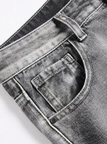 男士时尚刺绣破洞牛仔裤，百搭