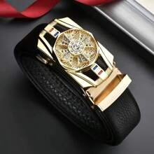 高级自动扣男士腰带，中年商务休闲腰带，百搭休闲、商务、男友、丈夫、父亲、男士礼物，日常穿着、时尚、青少年、户外、度假、运动、旅行、街头、波西米亚风、复古秋季、万圣节秋冬配饰，适合青少年、青年、男士、休闲、户外、运动、度假、毕业礼物、生日、日常穿着