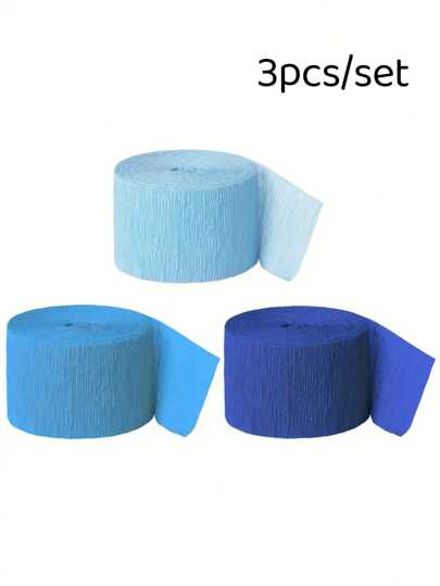 3 卷 246 英尺皱纹纸彩带 蓝色绉纸派对彩带 绉纸派对装饰 派对装饰 海洋派对装饰 超大纸卷装饰 生日装饰 派对装饰 婚礼装饰 生日派对装饰 周年纪念装饰 毕业典礼 节日 母亲节 室内 室外 居家 房间 母亲节 毕业典礼