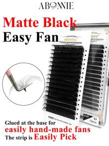 LAKANAKU Abonnie 12排 D 卷混合易扇形睫毛延长自动扇形睫毛延长假睫毛绽放易扇形睫毛簇，睫毛簇，单根睫毛，睫毛，假睫毛 - D - 查看 7