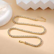 1pc Copper Inlaid Diamond Chain Necklace, Men's Luxury & Fashionable Accessory For Daily Wear & Gift