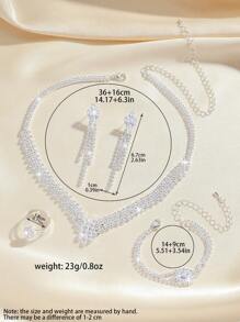 5 件微镶嵌锆石几何设计优雅首饰套装：项链、耳环、手链和戒指，适合女性日常通勤、婚礼、派对、节日、节日礼物 - 精緻項鍊套裝 - 查看 8
